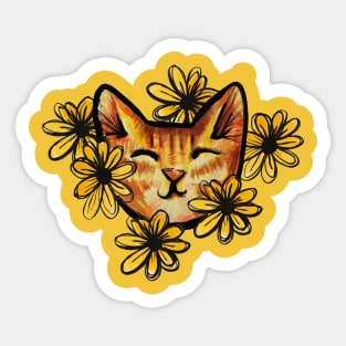 Happy Orange Kitty Sticker